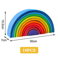Large Wooden Rainbow Stacker Natural Wooden Rainbow Blocks Wooden Stacking Toys Montessori Educational Toy for Kids Baby Toys