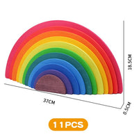 Large Wooden Rainbow Stacker Natural Wooden Rainbow Blocks Wooden Stacking Toys Montessori Educational Toy for Kids Baby Toys