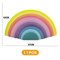 Large Wooden Rainbow Stacker Natural Wooden Rainbow Blocks Wooden Stacking Toys Montessori Educational Toy for Kids Baby Toys
