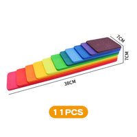 Large Wooden Rainbow Stacker Natural Wooden Rainbow Blocks Wooden Stacking Toys Montessori Educational Toy for Kids Baby Toys