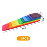 Large Wooden Rainbow Stacker Natural Wooden Rainbow Blocks Wooden Stacking Toys Montessori Educational Toy for Kids Baby Toys