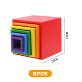 Large Wooden Rainbow Stacker Natural Wooden Rainbow Blocks Wooden Stacking Toys Montessori Educational Toy for Kids Baby Toys