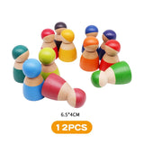 Large Wooden Rainbow Stacker Natural Wooden Rainbow Blocks Wooden Stacking Toys Montessori Educational Toy for Kids Baby Toys