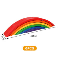 Large Wooden Rainbow Stacker Natural Wooden Rainbow Blocks Wooden Stacking Toys Montessori Educational Toy for Kids Baby Toys