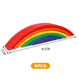 Large Wooden Rainbow Stacker Natural Wooden Rainbow Blocks Wooden Stacking Toys Montessori Educational Toy for Kids Baby Toys