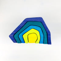 Large Wooden Rainbow Stacker Natural Wooden Rainbow Blocks Wooden Stacking Toys Montessori Educational Toy for Kids Baby Toys