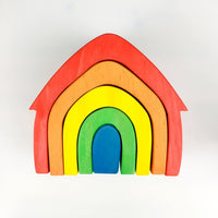 Large Wooden Rainbow Stacker Natural Wooden Rainbow Blocks Wooden Stacking Toys Montessori Educational Toy for Kids Baby Toys