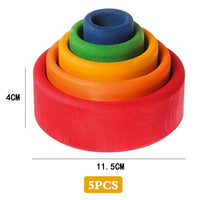 Large Wooden Rainbow Stacker Natural Wooden Rainbow Blocks Wooden Stacking Toys Montessori Educational Toy for Kids Baby Toys