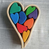Large Wooden Rainbow Stacker Natural Wooden Rainbow Blocks Wooden Stacking Toys Montessori Educational Toy for Kids Baby Toys