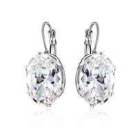 New Fashion Silver Plated Earrings Oval Water Drop 5 Color Big Zircon Stones Drop Earring For Women Valentines Day Gifts
