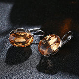 New Fashion Silver Plated Earrings Oval Water Drop 5 Color Big Zircon Stones Drop Earring For Women Valentines Day Gifts