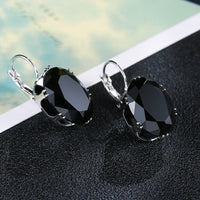 New Fashion Silver Plated Earrings Oval Water Drop 5 Color Big Zircon Stones Drop Earring For Women Valentines Day Gifts