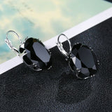 New Fashion Silver Plated Earrings Oval Water Drop 5 Color Big Zircon Stones Drop Earring For Women Valentines Day Gifts