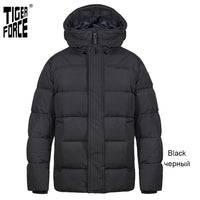 TIGER FORCE  Men's winter jacket  Hooded Mid-length fashion Parka men Down Jacket with Hooded Casual Thicken Warm Overcoat 70750