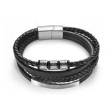 Jiayiqi Fashion Natural Stone Beads Men Bracelet Multilayer Leather Bracelet Punk Jewelry Stainless Steel Magnetic Clasp Bangles