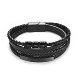 Jiayiqi Fashion Natural Stone Beads Men Bracelet Multilayer Leather Bracelet Punk Jewelry Stainless Steel Magnetic Clasp Bangles