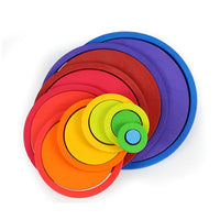 Large Wooden Rainbow Stacker Natural Wooden Rainbow Blocks Wooden Stacking Toys Montessori Educational Toy for Kids Baby Toys