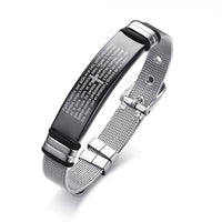 MESH BRACELET FOR MEN WOMEN SILVER STAINLESS STEEL METAL ADJUSTABLE ENGRAVABLE UNISEX BRACELETS