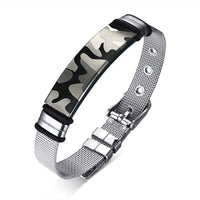 MESH BRACELET FOR MEN WOMEN SILVER STAINLESS STEEL METAL ADJUSTABLE ENGRAVABLE UNISEX BRACELETS