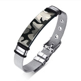MESH BRACELET FOR MEN WOMEN SILVER STAINLESS STEEL METAL ADJUSTABLE ENGRAVABLE UNISEX BRACELETS