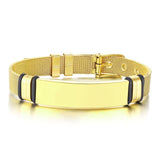 MESH BRACELET FOR MEN WOMEN SILVER STAINLESS STEEL METAL ADJUSTABLE ENGRAVABLE UNISEX BRACELETS