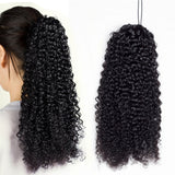 Aliballad Kinky Curly Drawstring Ponytail Human Hair Brazilian Afro Clip In Extensions For Black Women Remy 150g 4 Combs