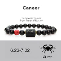 NEW 8mm Black Stone Beads 12 constellation couple Bracelet Men Bracelets For Women Pulseras Masculina Hombre Man Mens Jewellery