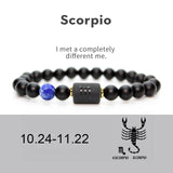NEW 8mm Black Stone Beads 12 constellation couple Bracelet Men Bracelets For Women Pulseras Masculina Hombre Man Mens Jewellery