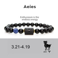NEW 8mm Black Stone Beads 12 constellation couple Bracelet Men Bracelets For Women Pulseras Masculina Hombre Man Mens Jewellery