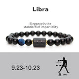 NEW 8mm Black Stone Beads 12 constellation couple Bracelet Men Bracelets For Women Pulseras Masculina Hombre Man Mens Jewellery