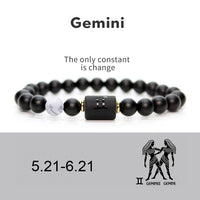 NEW 8mm Black Stone Beads 12 constellation couple Bracelet Men Bracelets For Women Pulseras Masculina Hombre Man Mens Jewellery