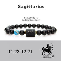 NEW 8mm Black Stone Beads 12 constellation couple Bracelet Men Bracelets For Women Pulseras Masculina Hombre Man Mens Jewellery