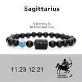 NEW 8mm Black Stone Beads 12 constellation couple Bracelet Men Bracelets For Women Pulseras Masculina Hombre Man Mens Jewellery