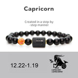 NEW 8mm Black Stone Beads 12 constellation couple Bracelet Men Bracelets For Women Pulseras Masculina Hombre Man Mens Jewellery