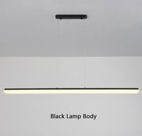 LED Chandelier Black / Coffee / Gold Modern Simple Study Long Pendant Lamp Dining Room Office Bar Restaurant Deco Hanging Light