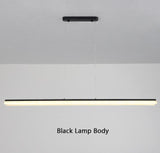 LED Chandelier Black / Coffee / Gold Modern Simple Study Long Pendant Lamp Dining Room Office Bar Restaurant Deco Hanging Light
