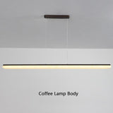 LED Chandelier Black / Coffee / Gold Modern Simple Study Long Pendant Lamp Dining Room Office Bar Restaurant Deco Hanging Light