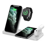 QI 15W Fast 4 In 1 Wireless Charger For iPhone 12 11 XS XR X 8 Dock Station For Apple Watch 6 5 4 3 2 Airpods Pro Charging Stand
