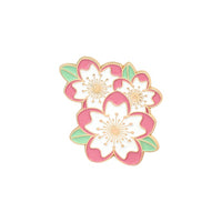 Sakura Enamel Pin Custom Pink White Cherry Blossom Brooches Bag Lapel Pin Cartoon Flowers Badge Jewelry Gift for Kids Friends