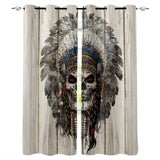Hot Selling Skull Design Window Curtains Living Room Outdoor Fabric Drapes Curtain Home Decor Customizable