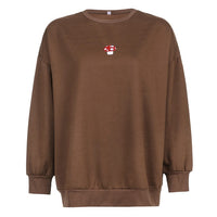 HEYounGIRL Brown Casual Crewneck Sweatshirt Women Autumn Fashion Printed Pullover Long Sleeve Sweat Shirt Korean Streetwear