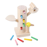 Montessori Educational Toy Wooden Woodpecker Catch The Worms Game for Toddlers Girls And Boys Magnetic Wooden Toy Gifts