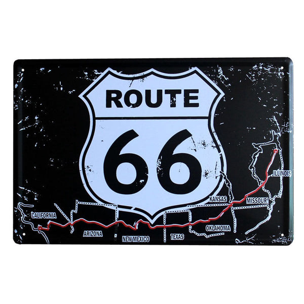 20x30cm USA Route 66 Metal Sign Plates Garage Signs Vintage Tin Plate Bar Wall Decor Plaque Shabby Chic Map Poster Painting A876