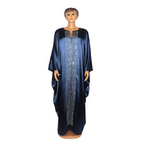 Fashion African woman large size bat sleeve dress Muslim Islamic style robe imitation silk hot Hot Fix Rhinestone