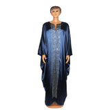 Fashion African woman large size bat sleeve dress Muslim Islamic style robe imitation silk hot Hot Fix Rhinestone