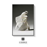 Abstract Line Canvas Black White Wall Art Minimalist Print Painting Nordic Poster Woman Dancing Picture Modern Living Room Decor