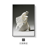 Abstract Line Canvas Black White Wall Art Minimalist Print Painting Nordic Poster Woman Dancing Picture Modern Living Room Decor
