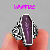Vampire Coffin Ghost Stainless Steel Mens Rings Gothic Punk Unique Cool for Male Boyfriend Jewelry Creativity Gift Wholesale