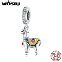 WOSTU 925 Sterling Silver Charms Cute Alpaca Pendant Animal Bead Fit Original Bracelet Necklace For Women Jewelry CQC1737