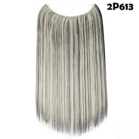 S-noilite 20Inches Synthetic Natural Hair Invisible Wire In Hair Extensions No Clip With Secrect Line Easy Attach Hairpiece